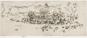 Panteon, Ogrody Luksemburskie, ok. 1892-93 (akwaforta na papierze) autorstwa James Abbott McNeill Whistler