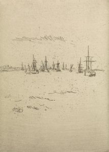 Wróć do Tilbury, z zestawu dwunastu akwafort zatytułowanych The Naval Review, 1887 autorstwa James Abbott McNeill Whistler