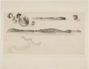 Szkice na płycie pomiarowej wybrzeża autorstwa James Abbott McNeill Whistler