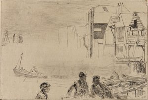 Stocznia łodzi Stevensa, 1859. autorstwa James Abbott McNeill Whistler