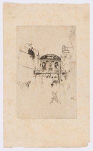 Temple Bar, ok. 1877 (akwaforta i sucha igła; tusz na papierze) autorstwa James Abbott McNeill Whistler