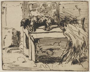 Pies na budzie, 1858 (akwaforta na papierze) autorstwa James Abbott McNeill Whistler