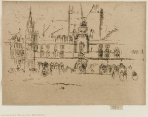 Rynek, Brugia, 1887. autorstwa James Abbott McNeill Whistler
