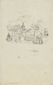 Panteon, z tarasu Ogrodu Luksemburskiego autorstwa James Abbott McNeill Whistler