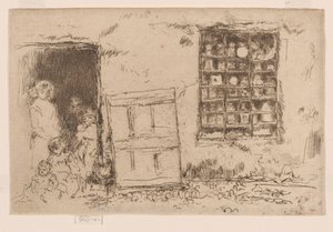 Wiejski sklep ze słodyczami, ok. 1884-86 (akwaforta; tusz na papierze) autorstwa James Abbott McNeill Whistler