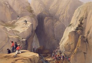 Wejście na przełęcz Kojak od strony Parush, z "Sketches in Afghaunistan", ryciny Charlesa Haghe (1810-88) i Louisa Haghe (1806-85), opublikowane przez Henry