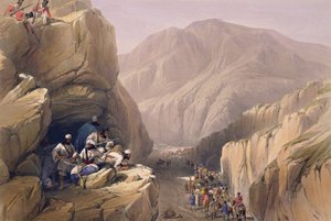 Dzika przełęcz Siri-Khajoor, ze „Szkiców w Afganistanie”, grawerowana przez Charlesa Haghe (1810-88) i Louisa Haghe (1806-85), opublikowana przez Henry