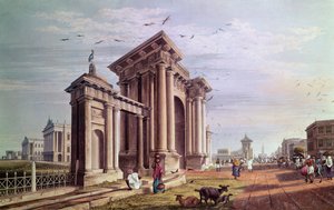Court House Street, Kalkuta, grawerowane przez Roberta Havell, wyd. 1824