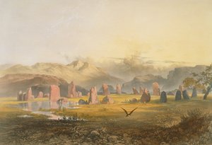 Kamienny krąg Castlerigg w pobliżu Keswick, z „The English Lake District”, 1853 autorstwa James Baker Pyne