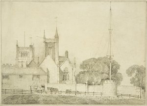 Kościół św. Augustyna (ołówek na papierze) autorstwa James Baker Pyne