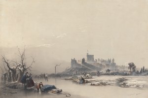 Zamek Windsor znad zamarzniętej rzeki podczas wielkiego mrozu autorstwa James Baker Pyne