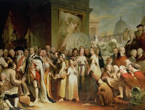 Podział składek w Towarzystwie Artystycznym, piąty z serii Postęp Kultury i Wiedzy Ludzkiej, c.1777-84 autorstwa James Barry