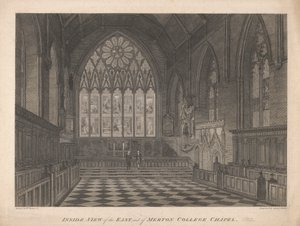 Widok wnętrza kaplicy East End w Merton College autorstwa James Basire