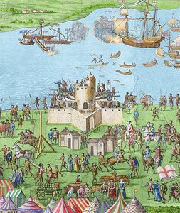 Zatonięcie Mary Rose podczas bitwy o Solent, 1545, 1778 (rycina) (późniejsze zabarwienie)