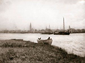 Łódź wiosłowa po kanale, Rotterdam, 1898 r. autorstwa James Batkin