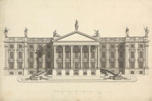 Ukończony rysunek niezidentyfikowanej rezydencji palladiańskiej autorstwa James Bruce