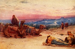 Podróżnicy odpoczywający poza wioską palestyńską – Dzieje Apostolskie XX 5, c1924. Twórcy: James Clark, Henry A Harper.
