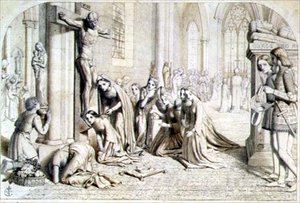 Incydent z życia św. Elżbiety Węgierskiej - Studium Kompozycyjne, 1850 autorstwa James Collinson