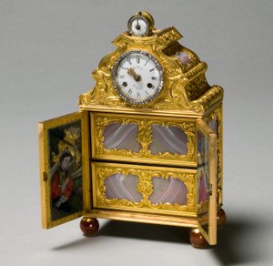 Miniaturowa szafka z zegarkiem, ok. 1770-75 autorstwa James Cox