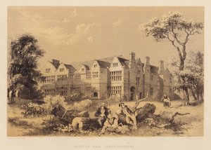 Sawston Hall, Cambridgeshire (akwatinta) autorstwa James Dafforne