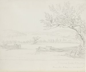 Derwent Lake z rezydencji pana W. Mains, 1843 (grafit na kremowym papierze tkanym) autorstwa James David Smillie