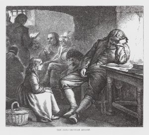 Więzienie, śpiący Bunyan (rycina) autorstwa James Dawson Watson