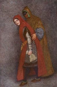 Kupiec wenecki Szekspira: Lorenzo i Jessica (kolorowa litografia) autorstwa James Dromgole Linton