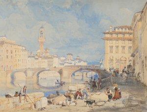 Ponte Santa Trinità, Florencja, przed 1832 rokiem. autorstwa James Duffield Harding