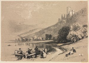 Szkice w kraju i za granicą: ruiny Schonbergu nad Renem autorstwa James Duffield Harding