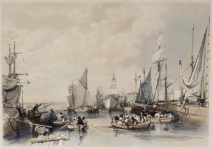 Port w Londynie, 1834 autorstwa James Duffield Harding
