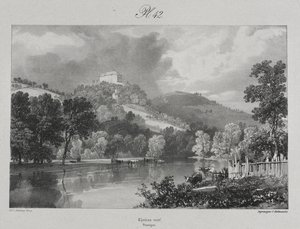 Malownicze i romantyczne podróże po dawnej Francji. Owernia: Château Neuf autorstwa James Duffield Harding