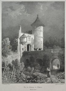 Malownicze i romantyczne podróże po starożytnej Francji. Franche-Comté: Widok na zamek Frasne autorstwa James Duffield Harding