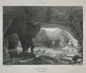 Malownicze i romantyczne podróże po starożytnej Francji. Franche-Comté: Źródło Lison autorstwa James Duffield Harding