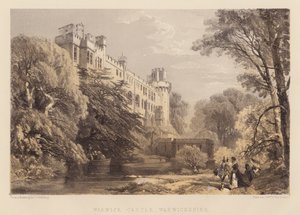 Zamek Warwick, Warwickshire (akwatinta) autorstwa James Duffield Harding