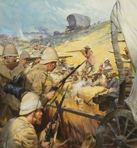 Potyczka z czasów wojny burskiej (gwasz na papierze) autorstwa James Edwin McConnell