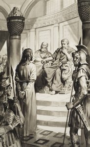 Chrystus przed Poncjuszem Piłatem (gwasz na papierze) autorstwa James Edwin McConnell