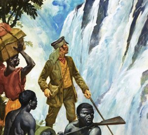 David Livingstone odkrywa Wodospady Wiktorii autorstwa James Edwin McConnell