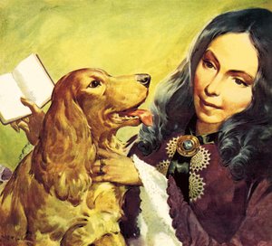 Elizabeth Barrett Browning i jej cocker spaniel Flush autorstwa James Edwin McConnell