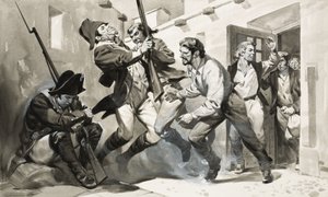 William Scoresby ucieka z hiszpańskiego więzienia (gwasz na papierze)