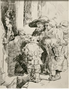 Żebracy przy drzwiach wejściowych autorstwa James Sidney Ensor