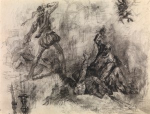 Don Kichot (kredka i czarna kreda na papierze) autorstwa James Ensor