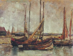 Łodzie rybackie (olej na karcie na pokładzie) autorstwa James Ensor