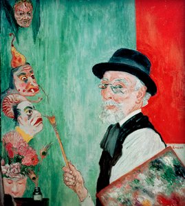 Autoportret z maskami. 1936 (olej na desce)