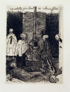 Szkielety próbujące się ogrzać autorstwa James Ensor