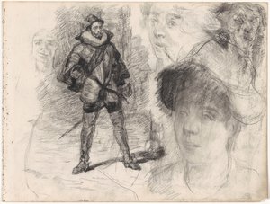 Hiszpański żołnierz i cztery twarze autorstwa James Ensor