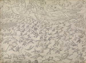 Rozwiązli najemnicy (ołówek na papierze) autorstwa James Ensor