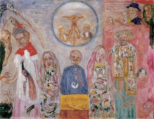 The Vile Vivisectors, ok. 1930 r. (olej na płótnie) autorstwa James Ensor