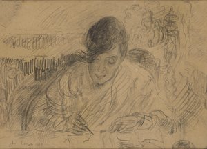 Kobieta pisząca list (siostra Ensora) autorstwa James Ensor