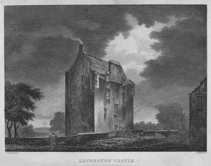 Zamek Laureston, 1804 autorstwa James Fittler