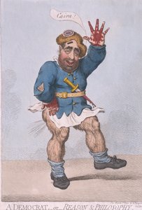 A Democrat, or Reason  Philosophy, opublikowany przez Hannah Humphrey w 1793 roku (ręcznie kolorowana akwaforta) autorstwa James Gillray
